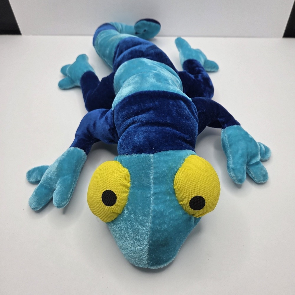 Large Blue Gecko Lizard Plush Stuffed Animal 18" Soft Reptile Toy Big Eyes